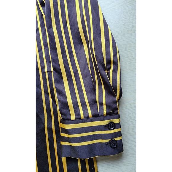 Top/Blouse-INC-International Concepts-Black-Gold-Striped-Long Sleeves-Long Top-M - Picture 7 of 16